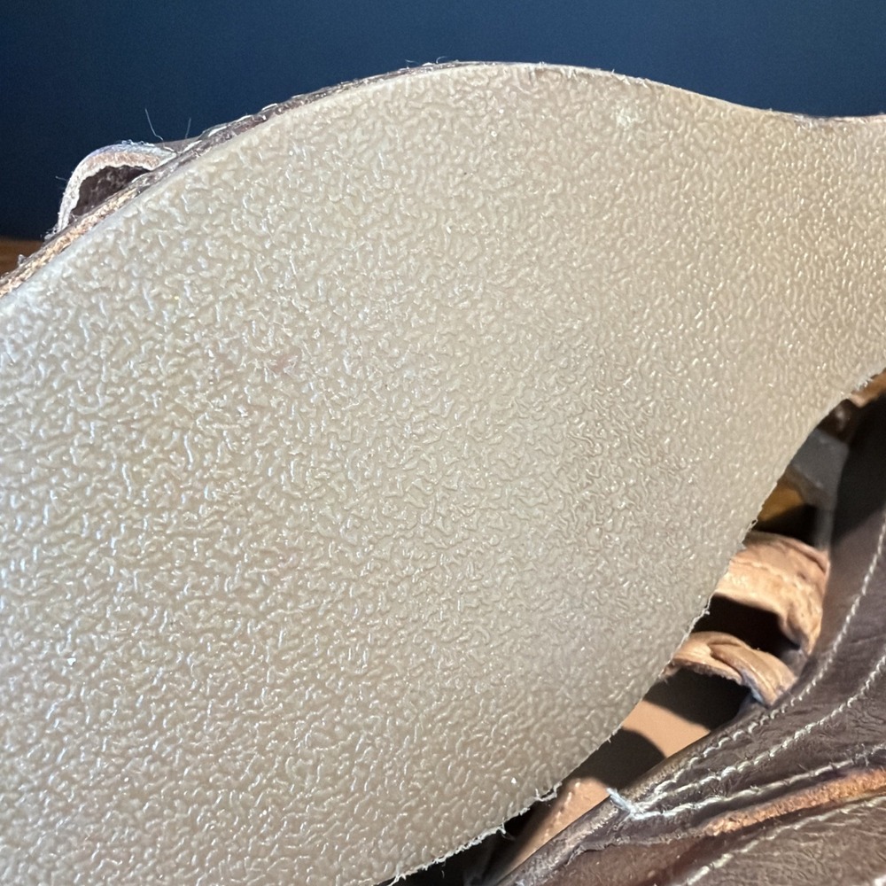 Bed Stu Jaslyn Brown, Tan Braided Leather Platform Bohemian Wedge Sandals Size 8 - Picture 6 of 9